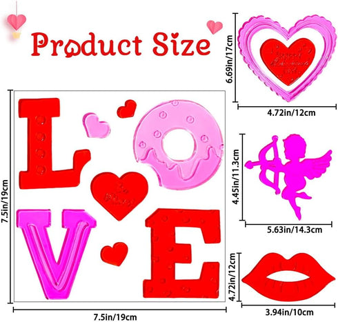XIMISHOP 6pcs Valentine's Day Gel Window Clings,Valentine's Day Window Clings Sticker for Valentine's Day Window Decors