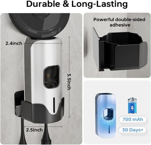 3-Level 2 Smart Automatic Electric Toothpaste Dispenser for Kids - Wall Mounted Bathroom Squeezer with Adjustment