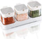 Mlici 8.6 oz Condiments Container, Kitchen Spicy Jars with Lids and Spoons, Set of 3 Glass Spice Box, White