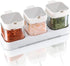 Mlici 8.6 oz Condiments Container, Kitchen Spicy Jars with Lids and Spoons, Set of 3 Glass Spice Box, White