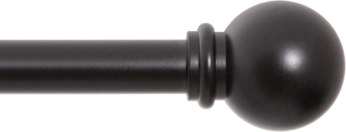 Kenney Chelsea Ball End Window Curtain Rod, Adjustable 28 to 48 Inches, Extendable Set, Black