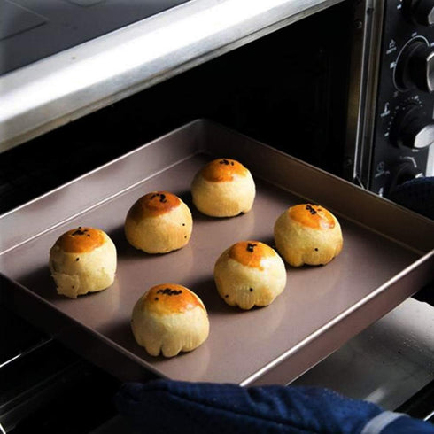 Nonstick Square Baking Pan - 11x11 Inch Carbon Steel Cake Sheet for Oven Baking - Gold