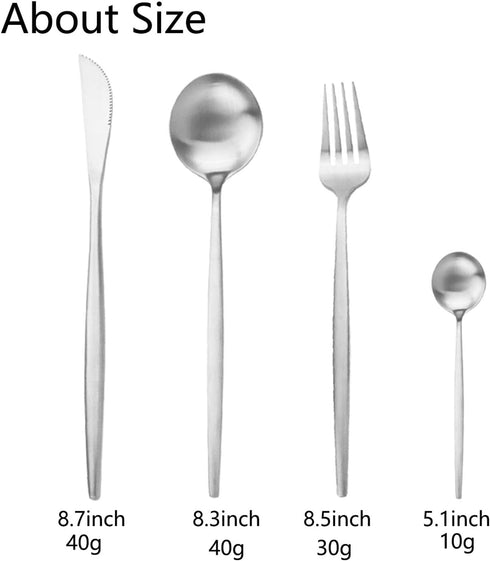 JASHII 24-Piece Stainless Steel Silverware Set, Kitchen Utensil Set for 6, Dishwasher Safe Tableware Cutlery