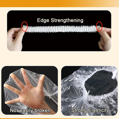 RONYOUNG 300PCS Elastic Disposable Plastic Bowl Covers for Food Storage, Stretch Lids, Fresh Keeping Bags