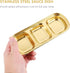 DOITOOL 2Pcs Stainless Steel Dipping Bowls, 3 Compartment Appetizer Serving Tray for Soy Sauce, Ketchup, BBQ (Gold)