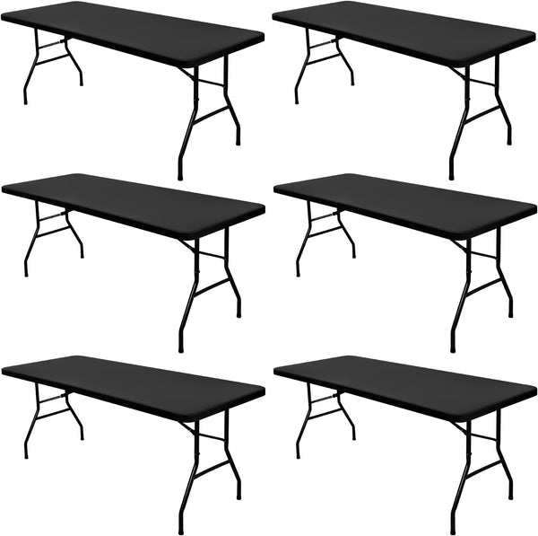 6 Pack Picnic Table Cover Elastic Fitted Tablecloths for 8 Foot Rectangle