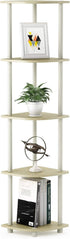 Furinno Turn-N-Tube 5 Tier Multipurpose Shelving Unit, Corner Display Rack, 1-Pack, Cream Faux Marble/White