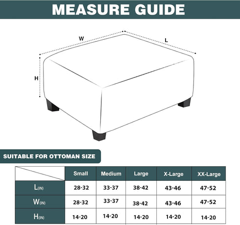 NeColorLife Ottoman Cover Square Waterproof Ottoman Slipcover Thick Storage Footrest Stool Covers Furniture Protector
