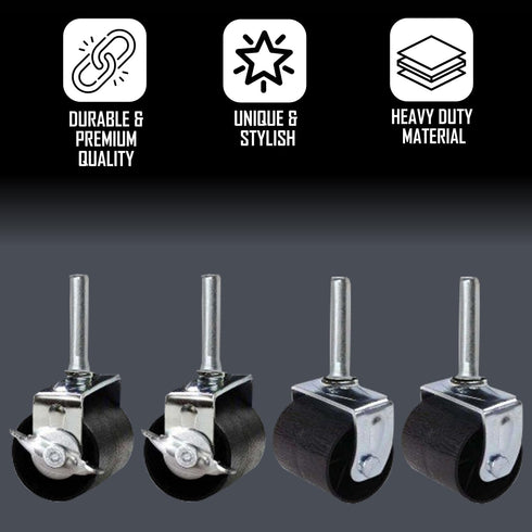 King's Brand Heavy Duty Caster Wheels for Bed Frame, Set of 4 (2 Locking & 2 Non Locking)