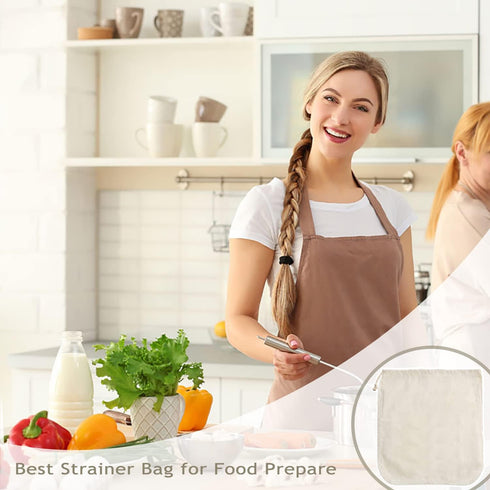 Nut Milk Bag Cloth Strainer, 3 Pack Organic Reusable Kitchen Fine Mesh Cheesecloth for Juicing