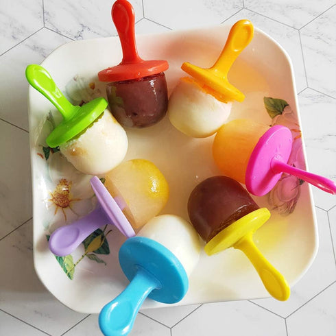 Mini Silicone Popsicle Mold, 7-Cavity DIY Ice Pop Mold with Colorful Plastic Sticks, Non-Stick Ice Cube Trays