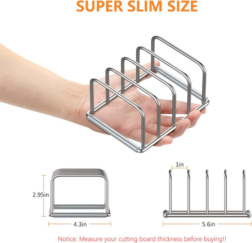Cutting Board Holder Stand, Cutting Board Storage Rack, Cutting Board Organizer, 304 Stainless Steel Cutting Board Holder, Cookie Sheets Organizer (1.0 Inch Width Slots) by KORRTFID