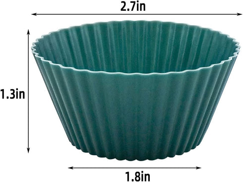 24 Pack Silicone Baking Cups, Reusable Non-Stick Muffin Liners in Standard Size for Baking (4 Colors).