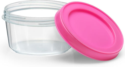 DecorRack 4 Pack 8 Oz Plastic Food Storage Containers with Screw Lids for Snacks, Travel, and Art Crafts