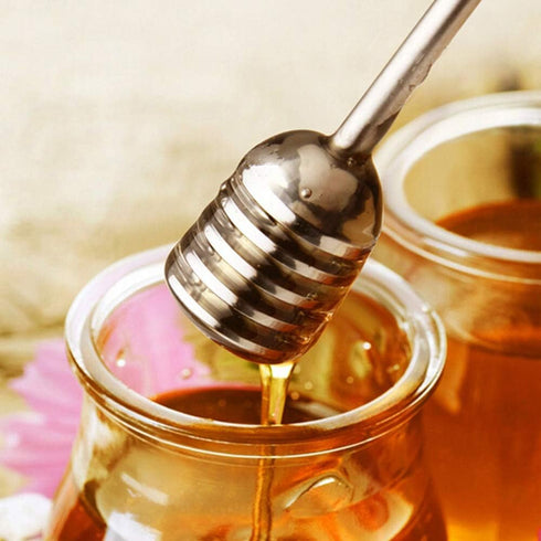 Stainless Steel Honey Dipper Stick - 6.3 Inch Honey Wand Server for Honey Pot, Dispense Drizzle Honey, Wedding Party