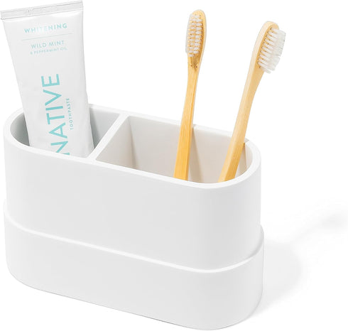 Yew Design Matte White Large Toothbrush and Toothpaste Holder and Cup for