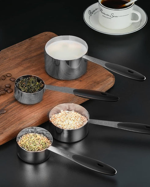 Joyhill Stainless Steel Measuring Cups and Spoons Set of 10 Piece, Nesting Metal Measuring Cups with Soft Touch