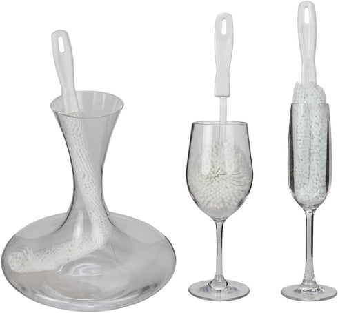 Lily's Home Decanter Cleaning Brush Set, Glassware Cleaning Brushes for Hard to Reach Areas, Set of 3