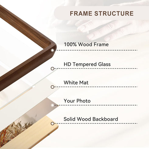8x10 4x6 3x4 8x10 Collage Picture Frame Natural Walnut Solid Wood, Collage Photo Frame Displays and Two Photos