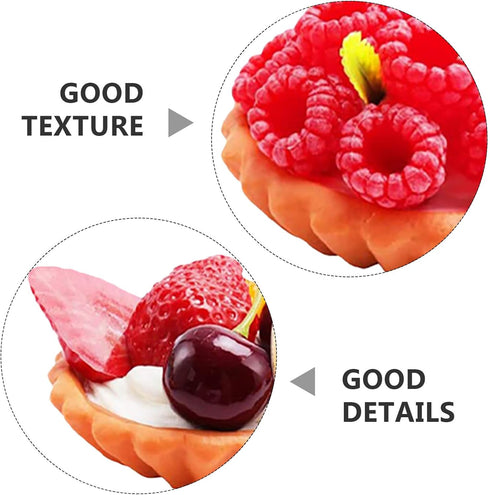 6Pcs Set UPKOCH Artificial Fruit Egg Tart Fake Cake Model Realistic Simulated Bakery Display Props for Home Kitchen
