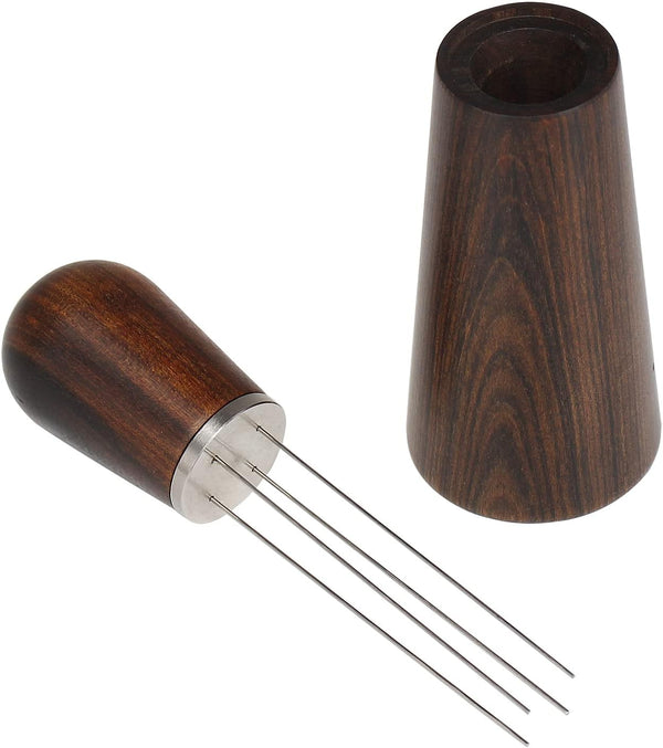 Espresso Coffee Stirrer WDT Distribution Tool, 304 Stainless Steel Needle Type, Wood Handle, Sandalwood Color