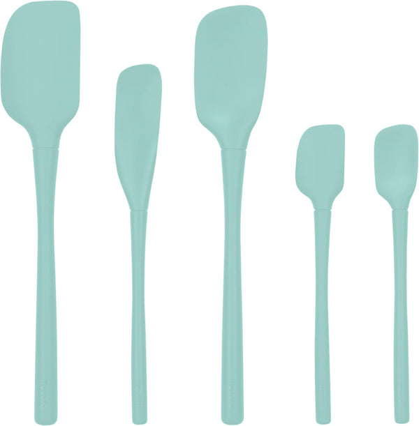 Tovolo 5-Piece Silicone Utensil Set (Light Aqua): Spatula, Spoonula, Jar Scraper, Mini Spatula, Mini Spoonula