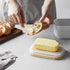 DOWAN Extra Large Ceramic Butter Dish - Airtight Butter Keeper with Wooden Lid for Countertop or Fridge, White
