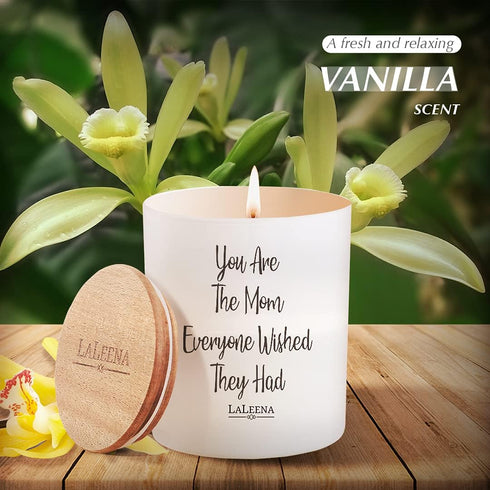 Luxury Scented Candle for Home - Gifts for Mom, Birthday Gifts (Large 14 oz) - Mom White Candle, Vanilla
