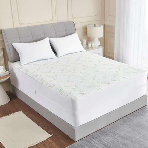 Parkdeny Twin Mattress Encasement, Waterproof Bamboo Rayon, Breathable Cooling Cover, 5-13 inch Deep