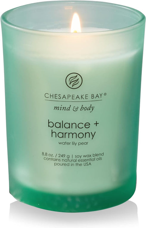Chesapeake Bay Balance + Harmony Scented Candle - Water Lily Pear Fragrance, 50 Hours Burn Time