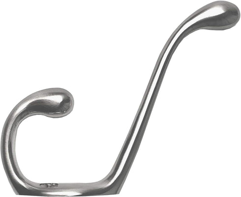 ANGSTROM 5-Pack Double Coat and Hat Hook, Wall Mounted with Screws (Brushed Nickel)