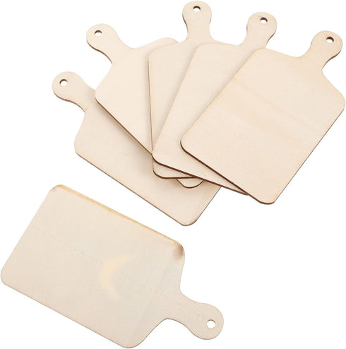 Operitacx Mini Wooden Cutting Board Craft, 6 Pcs Rustic Paddle Kitchen Board for Home Decor, 4.5"x2.36"