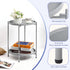 2-Tier HollyHOME Round Side Table, Outdoor Small Folding Accent Stand with Removable Tray, Anti-Rust Metal Asional
