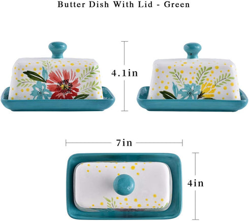 Countertop Wisenvoy Butter Dish Ceramic Butter Dish with Lid Butter Keeper Butter Dish with Lid for Flower Butter Crock