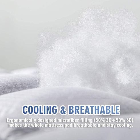 MATBEBY Quilted Fitted California King Mattress Pad, Cooling Breathable Soft, Stretches up to 21 Inch Deep, White