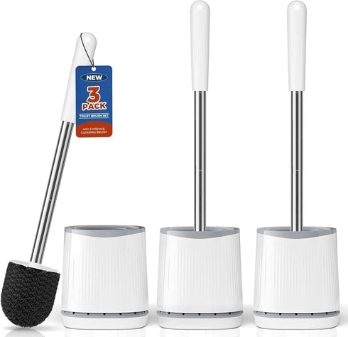 TRENTI Toilet Brush, Toilet Brush and Holder Set, Bristles Toilet Bowl Brush Head