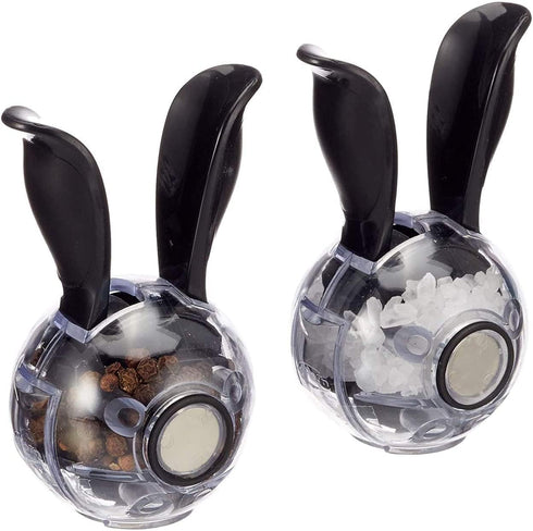 Manual Salt and Pepper Mill Set, Mini Manual Black Pepper Grinder, Multifunction Cruet Spice Grinder Ball Shape Black