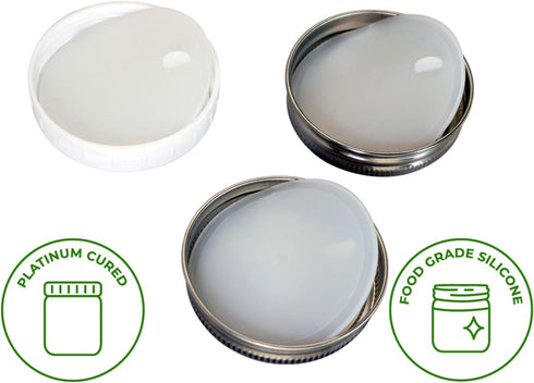 Leak Proof Platinum Silicone Sealing Lid Inserts for Mason Jars, 10 Pack, Regular Mouth