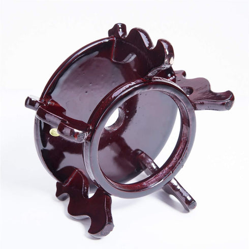 5" THY COLLECTIBLES Beautiful Hand Craft Rosewood Oriental Fishbowl Vase Stand Round
