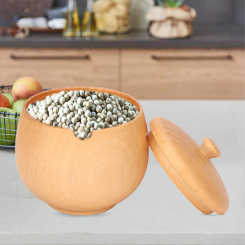 Wooden Spice Jar - Seasoning Container with Lid for Home Kitchen and Restaurant (Wood)