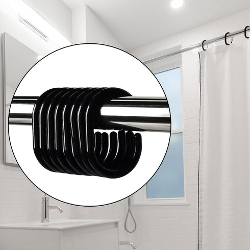 Premium Plastic Shower Curtain Rings, 24Pcs Hooks with Easy Snap Closure for Standard Shower Rods