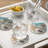 Lahome Marble Pattern Coasters - Round Absorbent Stone Coaster Set with Ceramic Stone and Cork Base (Blue, Set of 4)