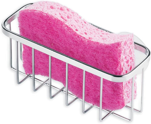 iDesign Gia Stainless Steel Dish Sponge Holder Basket, Ideal for Kitchen Sinks, Set of 1, Polished