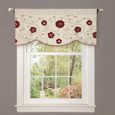 Lush Decor Royal Embrace Valance, Floral Window Kitchen Curtain (Single), 18” x 42”, Blue