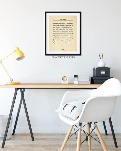 Govivo I've Learned... - Maya Angelou Book Quote Wall Art Decor Print on Beige Background - Unframed 8x10 Artwork