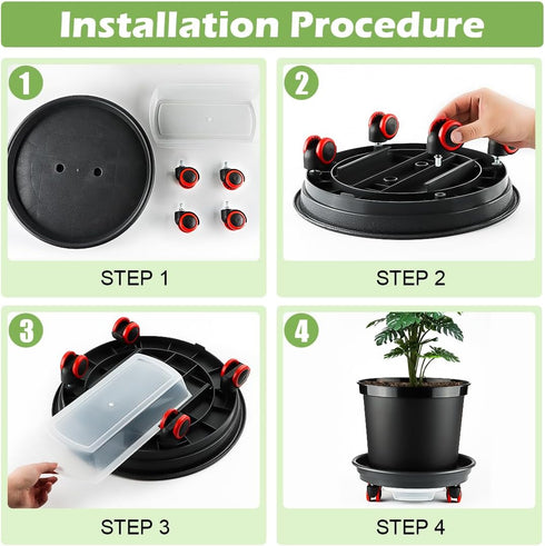 RooTrimmer 13 Inch (2 Pack) Plant Stand Rolling Tray Plant Caddy with Wheels and Removable Drainage Holes and Drip Tray