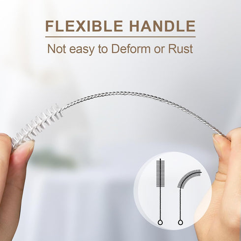 8 Pcs Bottle and Straw Cleaner Brush, Long Deep Nylon Brush with Bendable Stainless Steel Handles for Bottles and Pipes