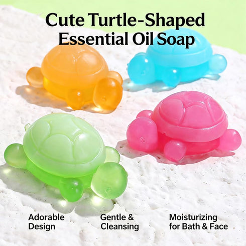 T-shin Bars,4 Turtle Shape Scented Botanical Bath Soap PCS Multicolour Handmade Essential Oil Clean Toning Soaps