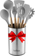 Stainless Steel Kitchen Utensil Holder, Round Shape Utensils Crock, 7" by 4.3" (utensils not included)