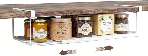 PowerKing Expandable Under Cabinet Shelf, Adjustable Length Under Shelf Storage with Thick Clips